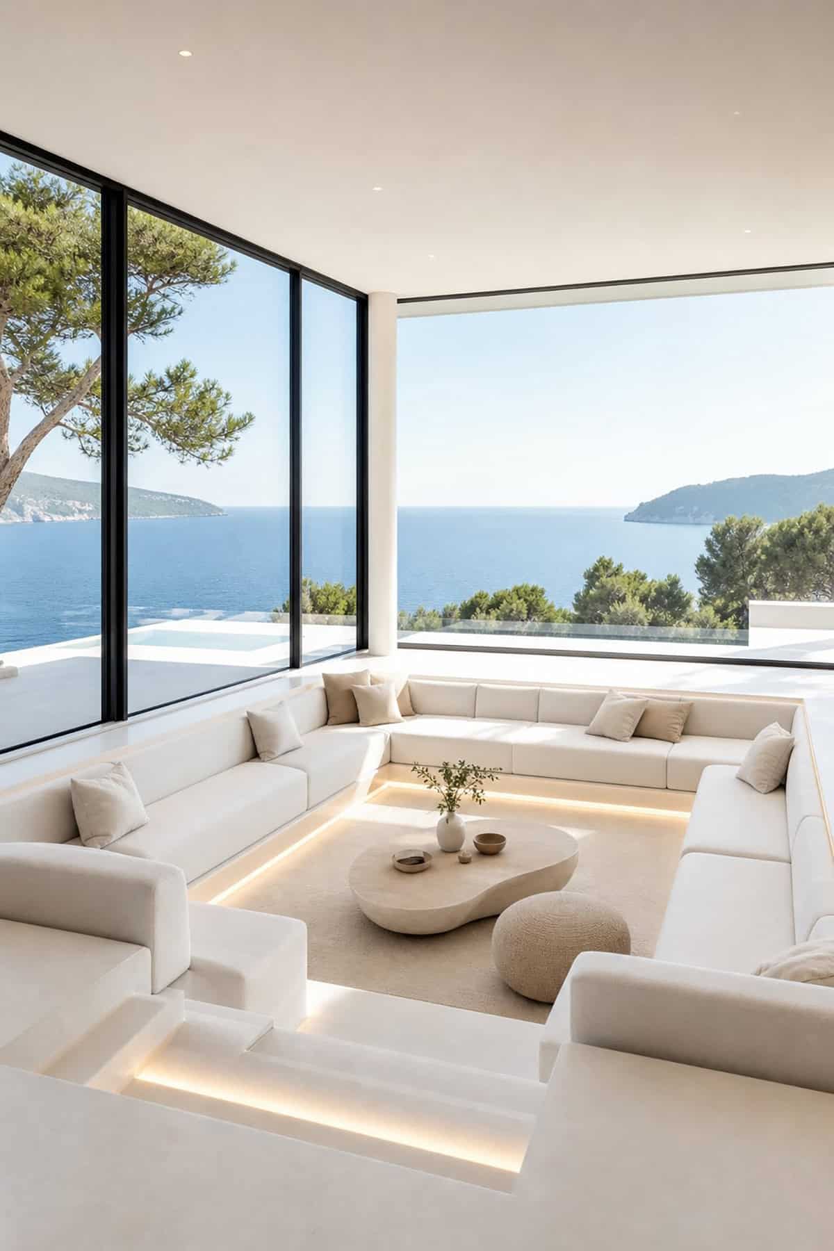White Minimalist Conversation Pit