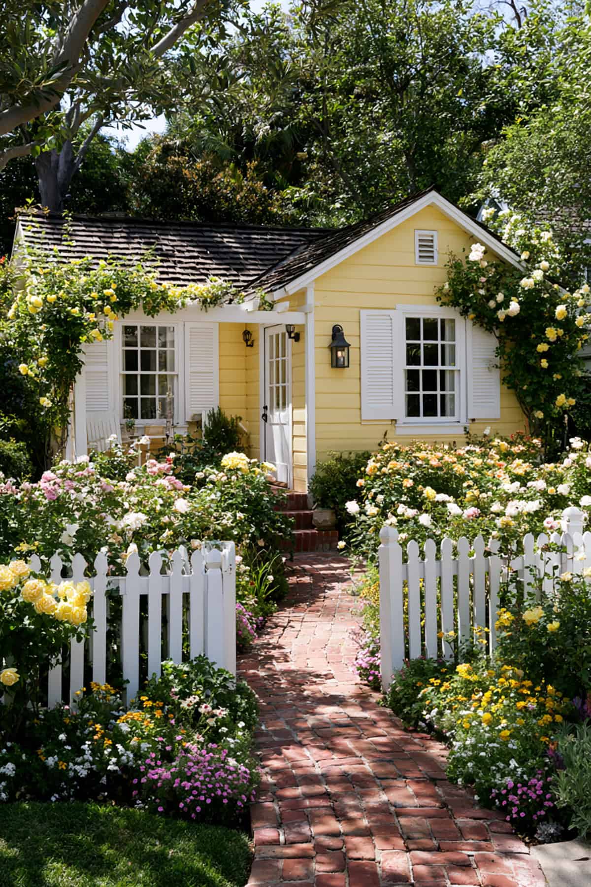 White Shutters On A Yellow Cottage