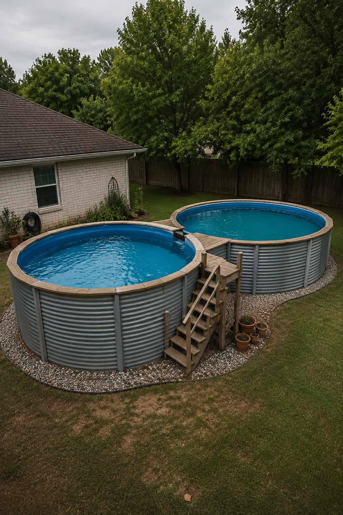 A Twin Circle Pool With Connected Zones