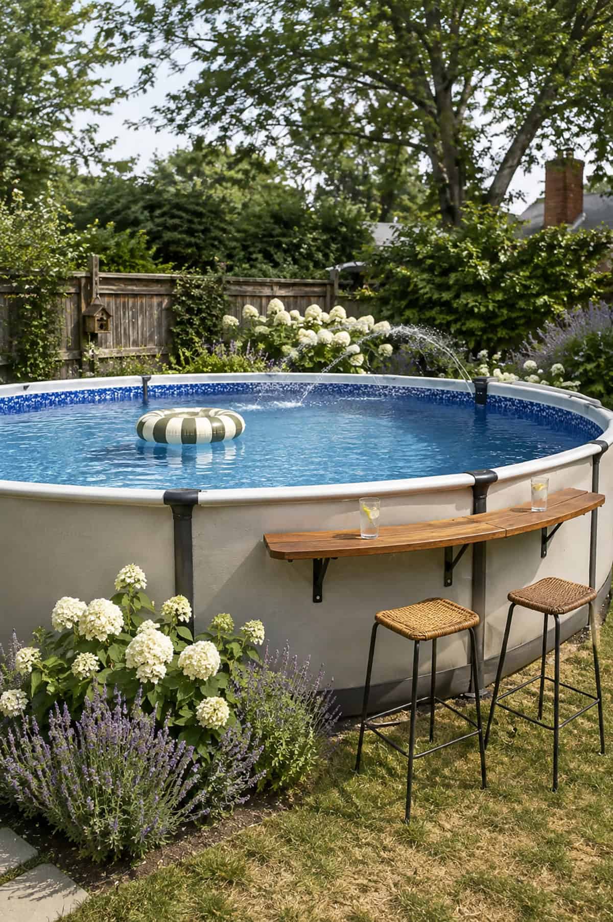 Above Ground Pool With A Built In Drink Ledge