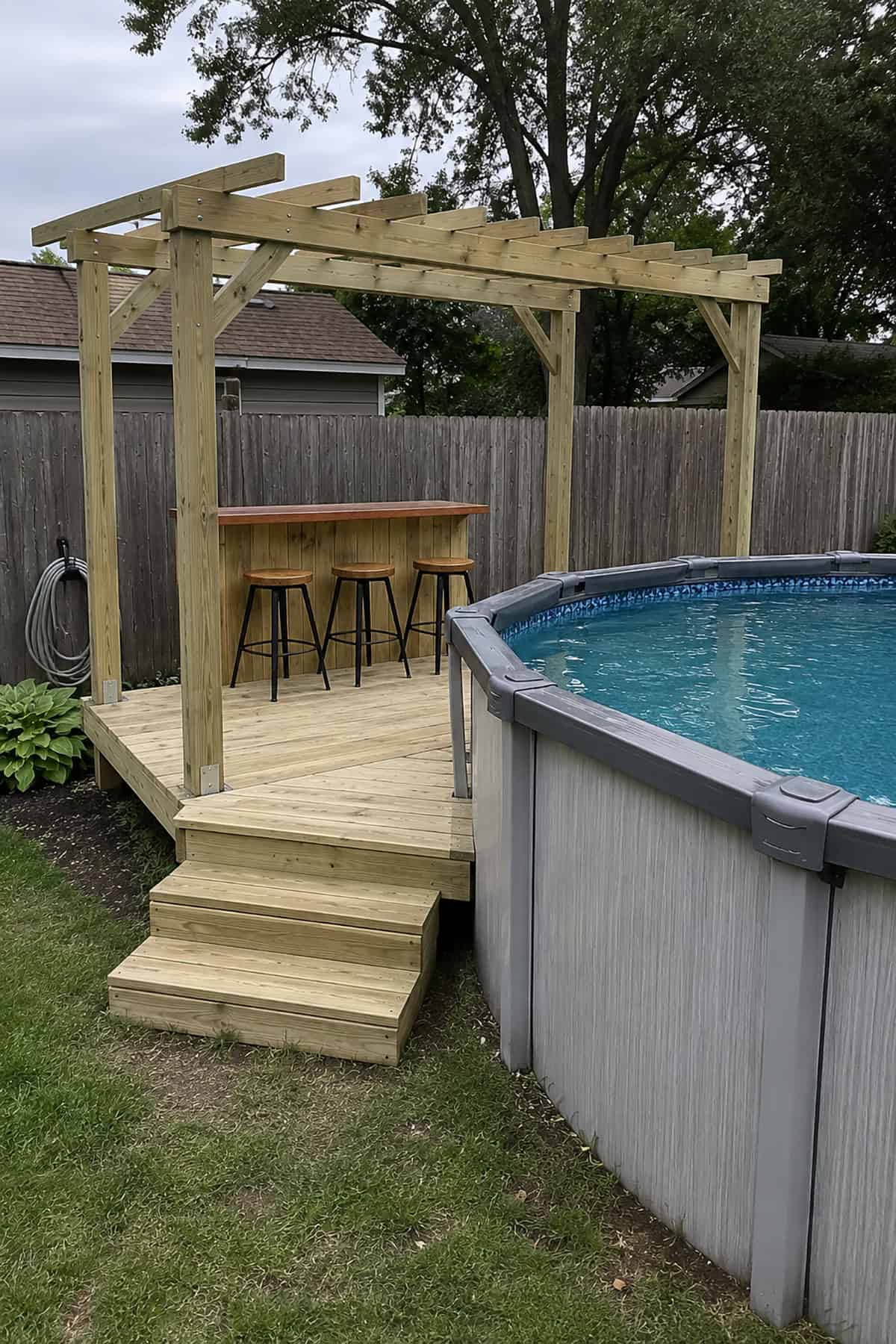 Above Ground Pool With Pergola Bar