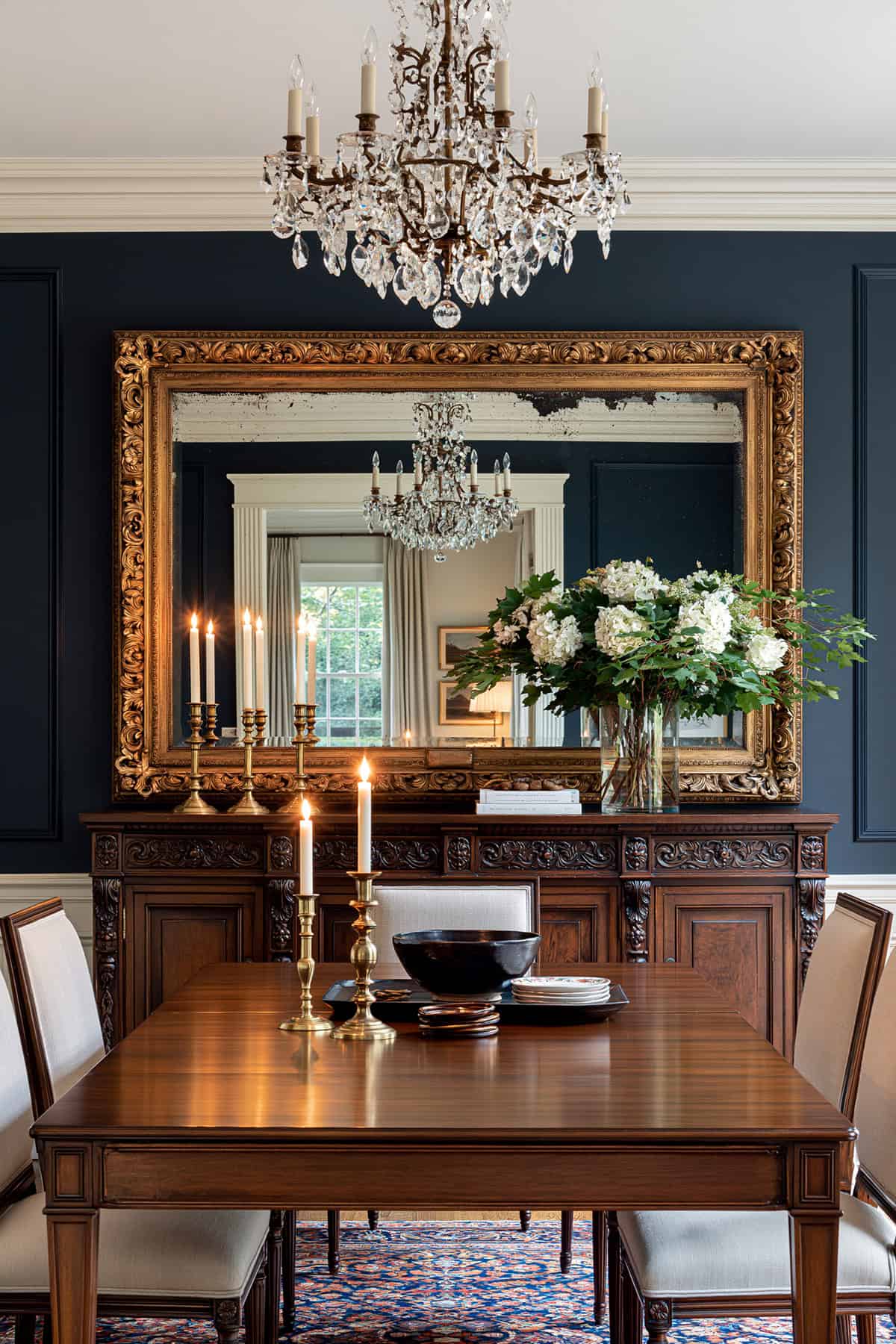 Antique Gilded Mirror in a Formal Dining Room