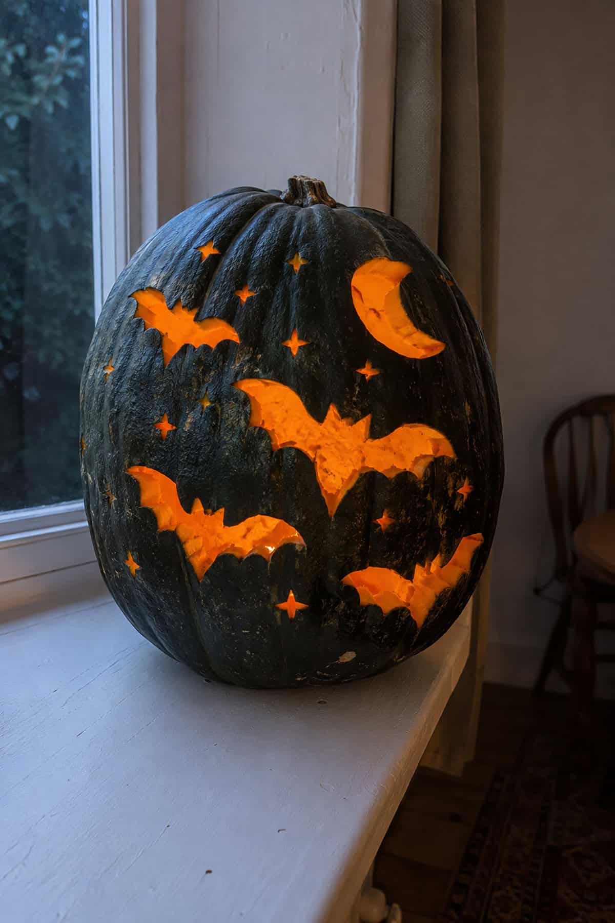 Bat And Moon Pumpkin Carving