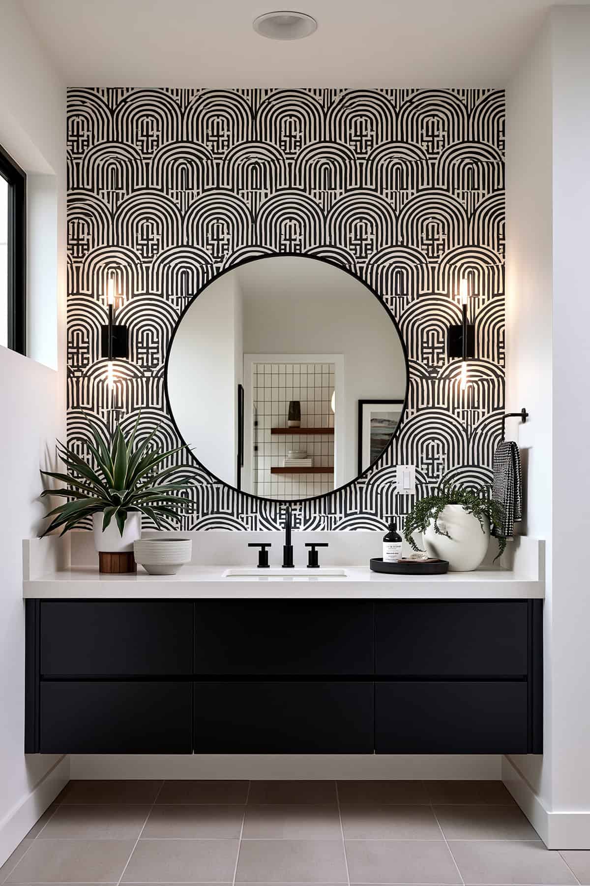 Black And White Geometric Bathroom