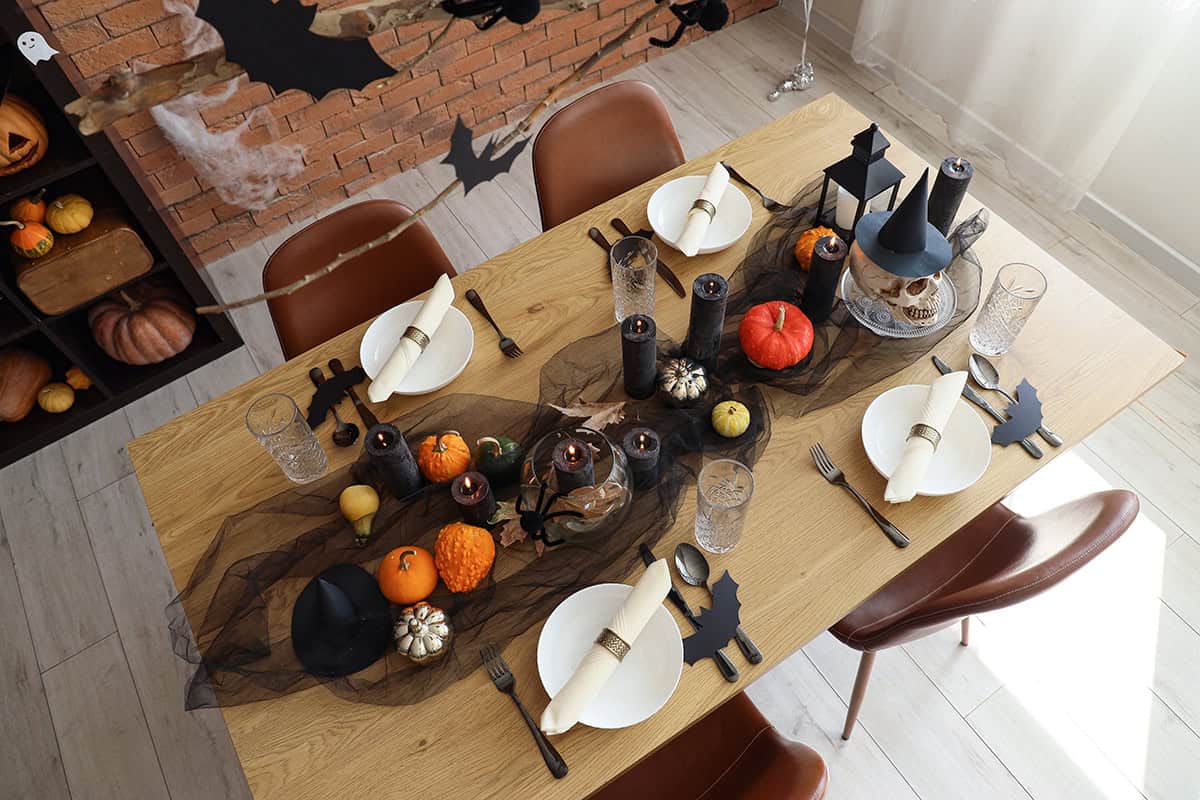 Black Gauze Halloween Table Runner
