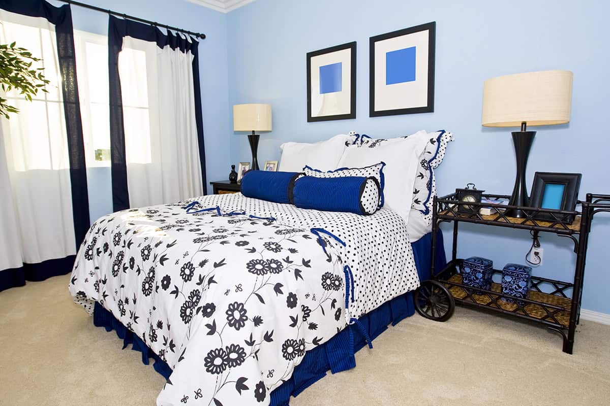 Bold Blue And White Bedroom