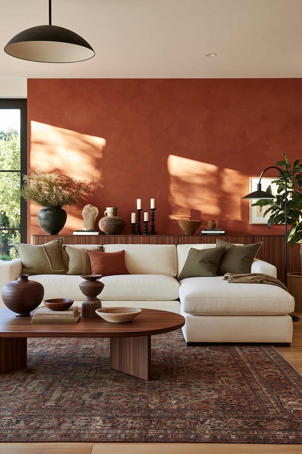 Burnt Orange Limewash Wall