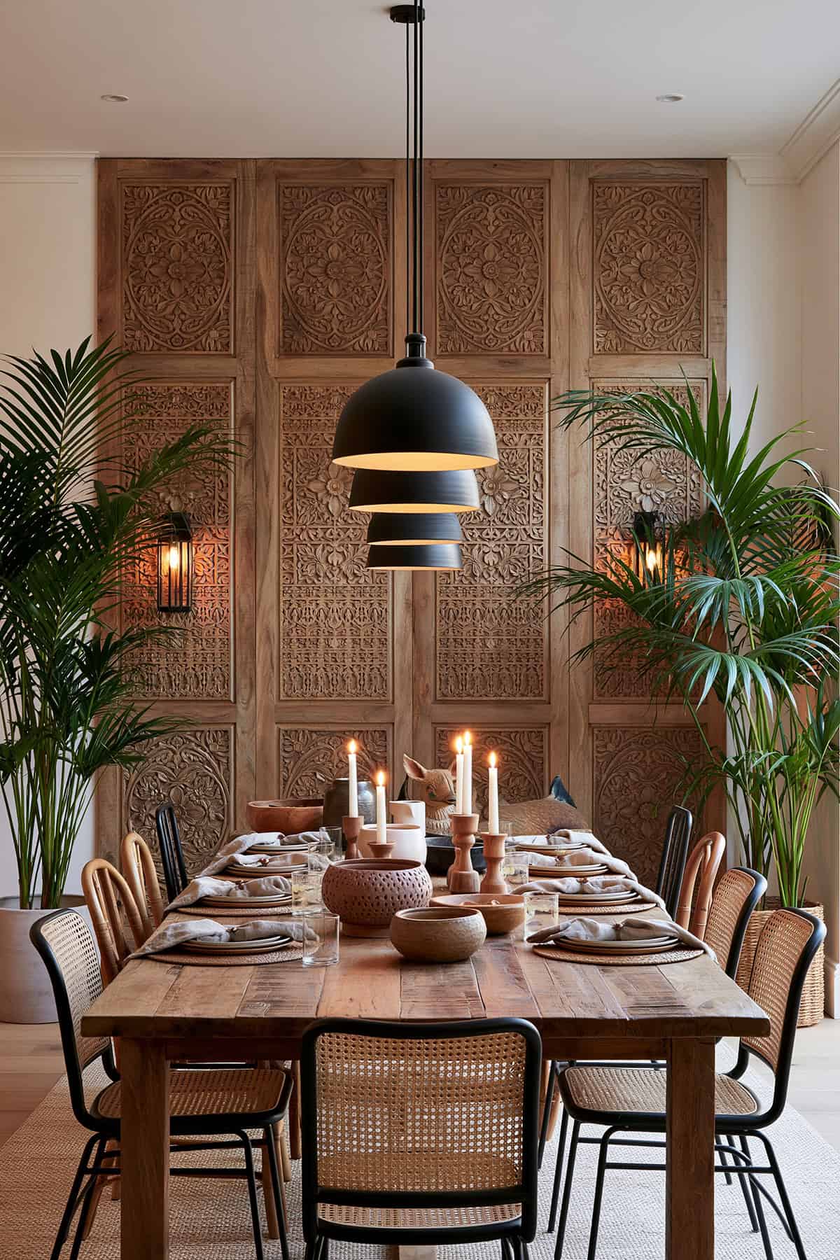 Carved Wood Panel Accent Wal