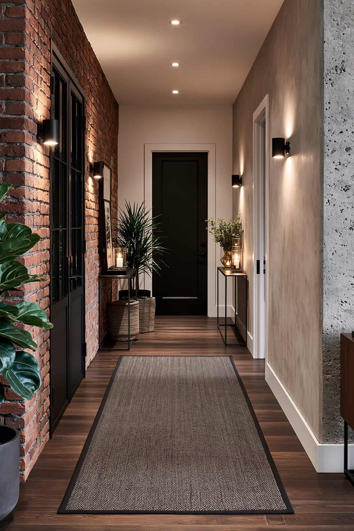 Charcoal Runner in a Modern Industrial Hallway