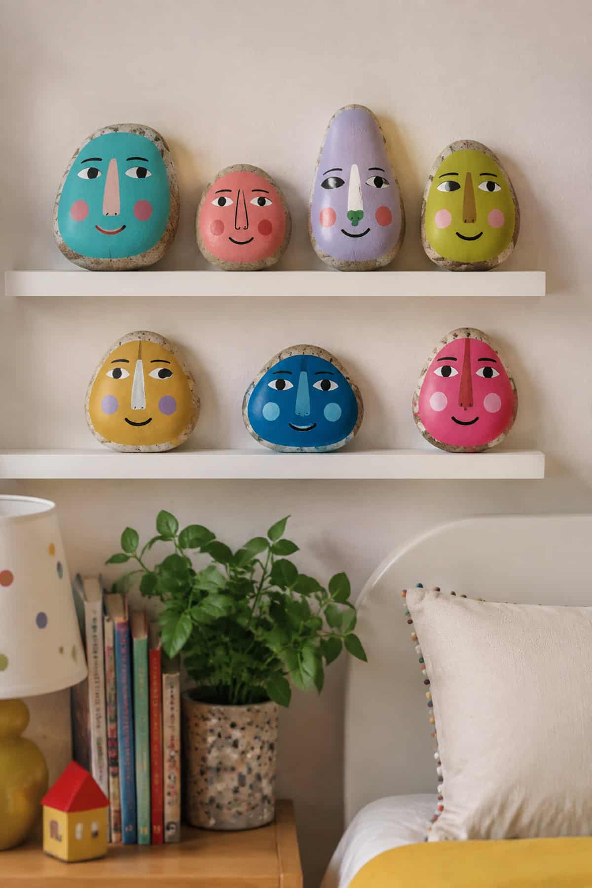 Colorful Character Face Rocks