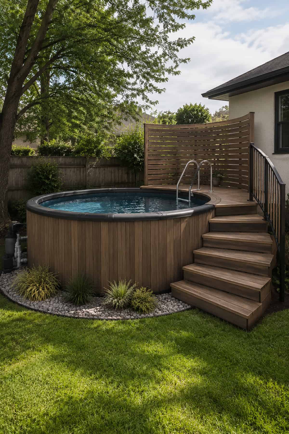 Compact Timber Clad Above Ground Pool
