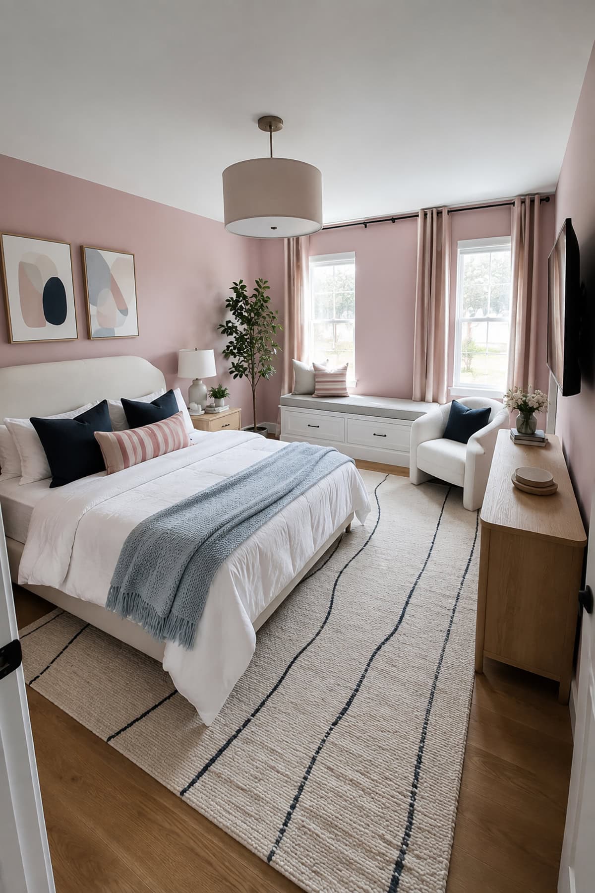 Contemporary Pink And Blue Bedroom