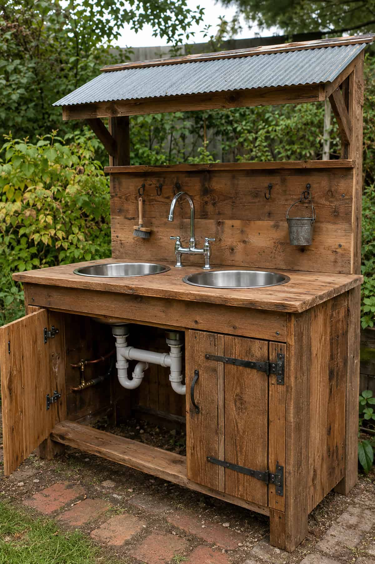 Covered Double Basin Garden Sink