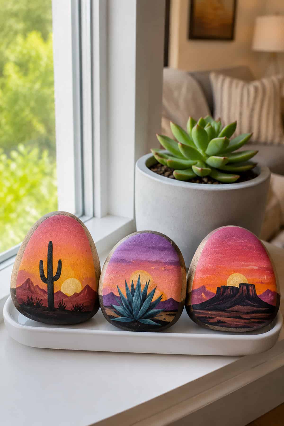 Desert Sunset Painted Rocks