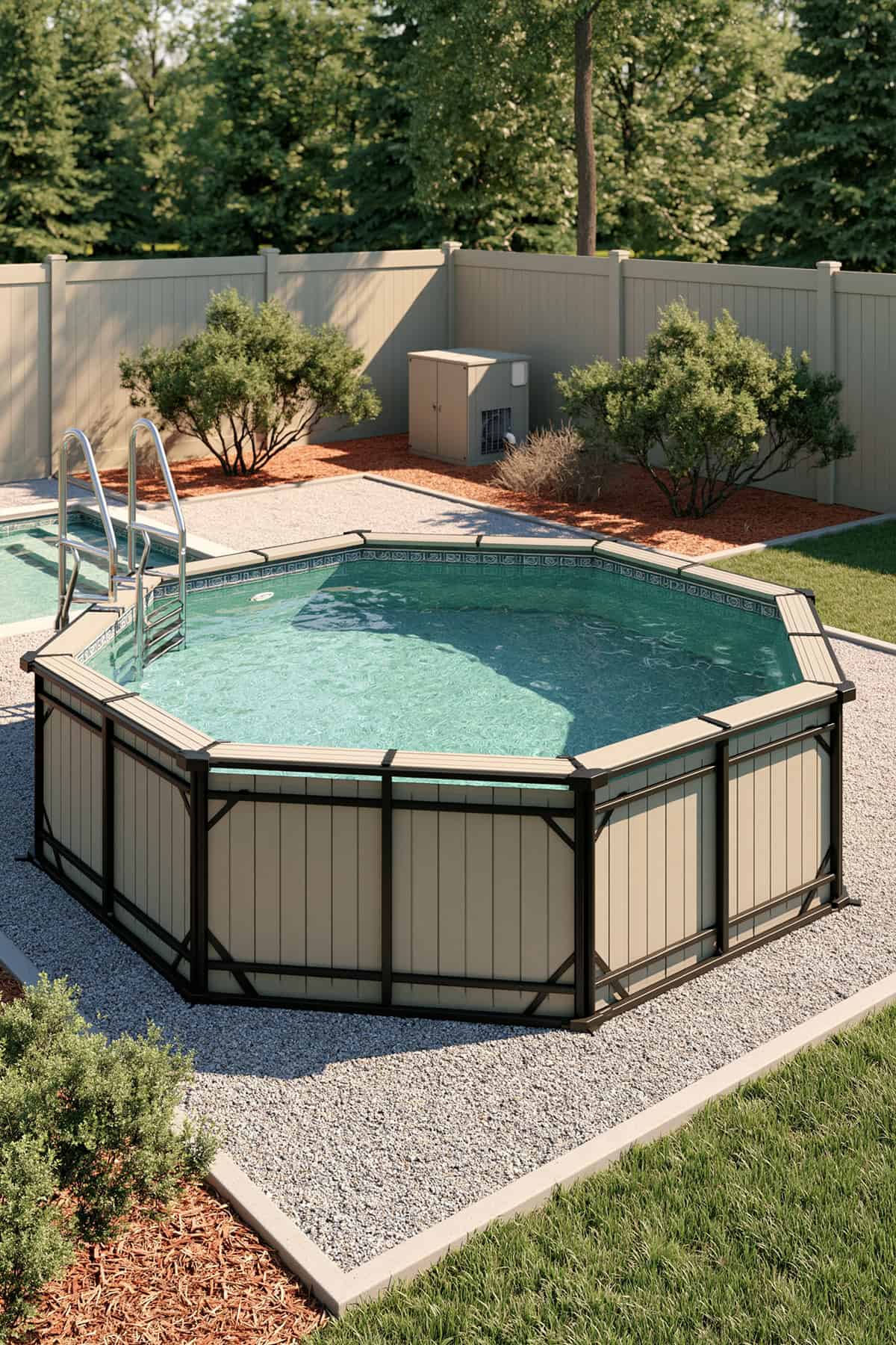 Dodecagonal Pool With Exposed Black Framing