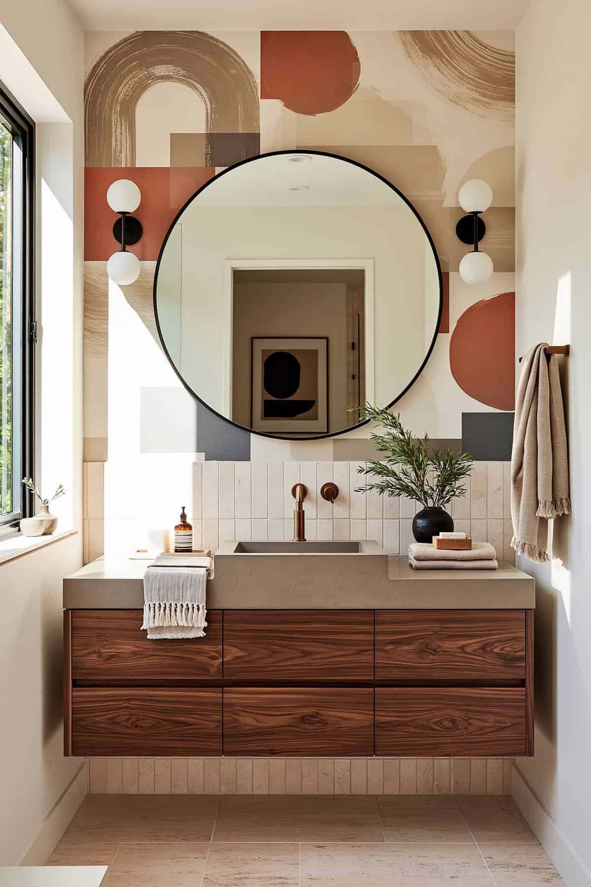 Earthy Terracotta Abstract Bathroom
