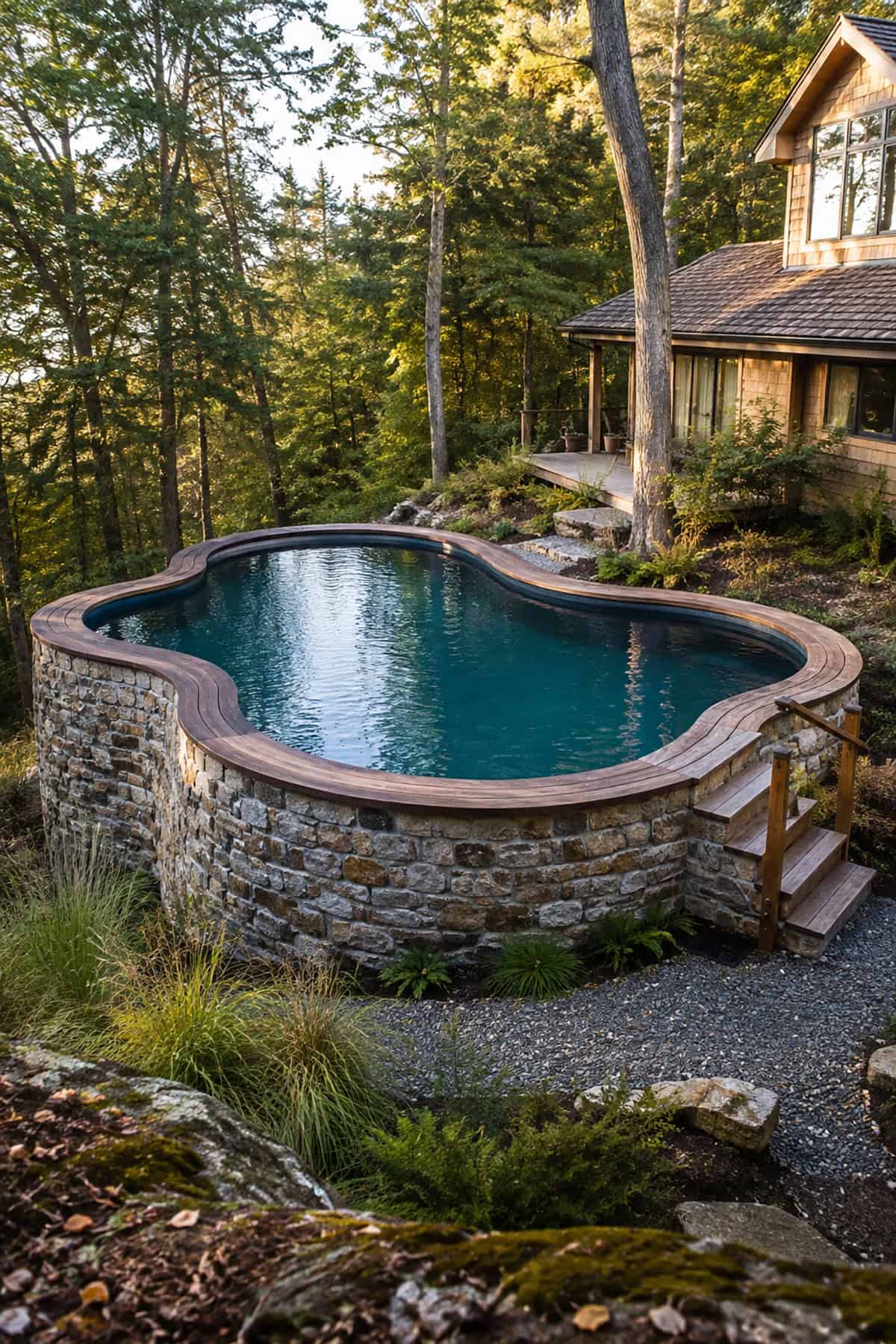 Elevated Fieldstone Lagoon Pool