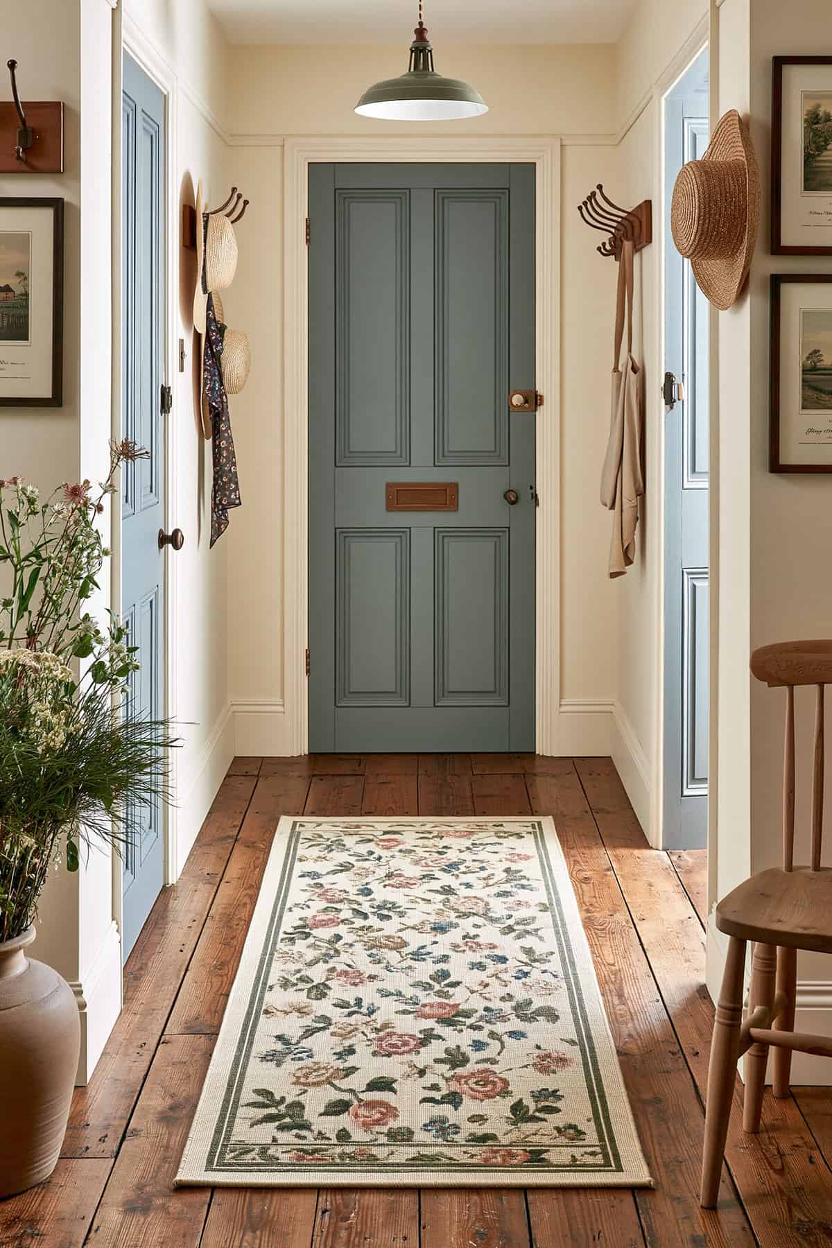 Floral Runner in a Cottage Hallway