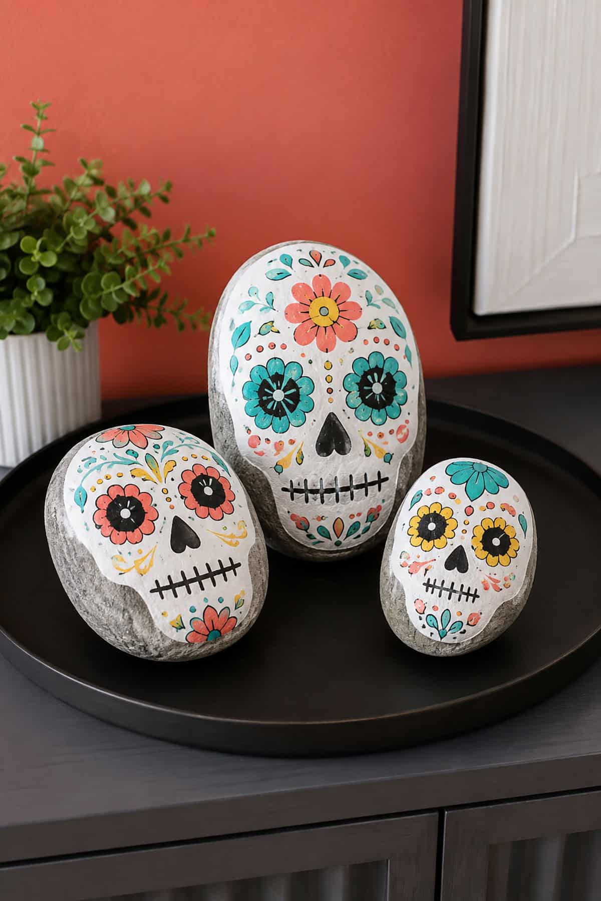 Floral Sugar Skull Stones