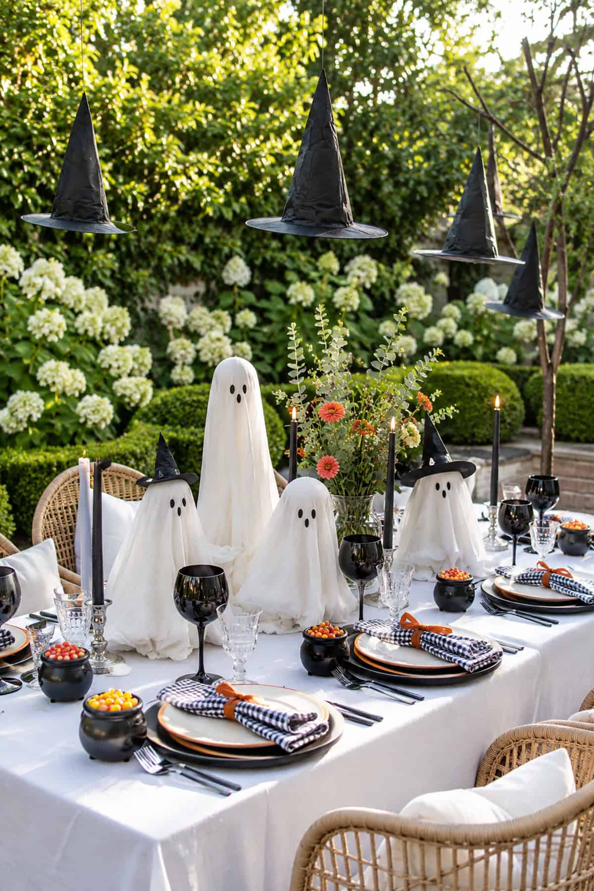 Ghost And Witch Hat Halloween Table Centerpiece
