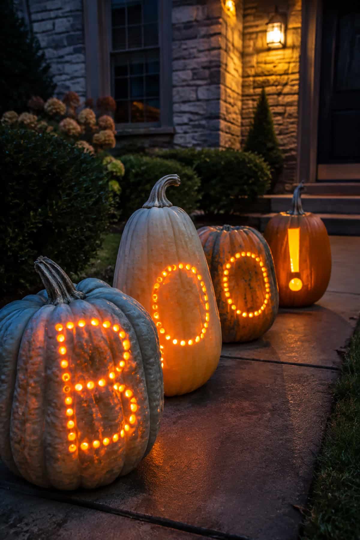 Glowing BOO Pumpkin Carvings