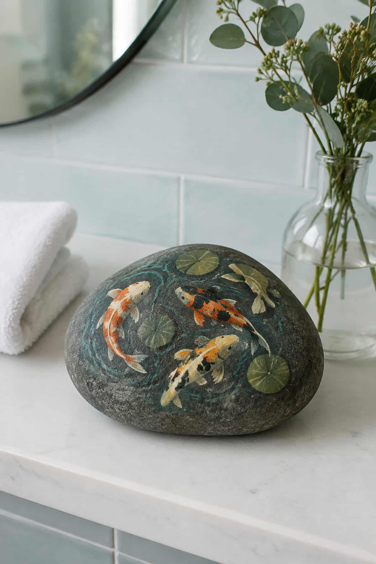 Hand Painted Koi Pond Rock