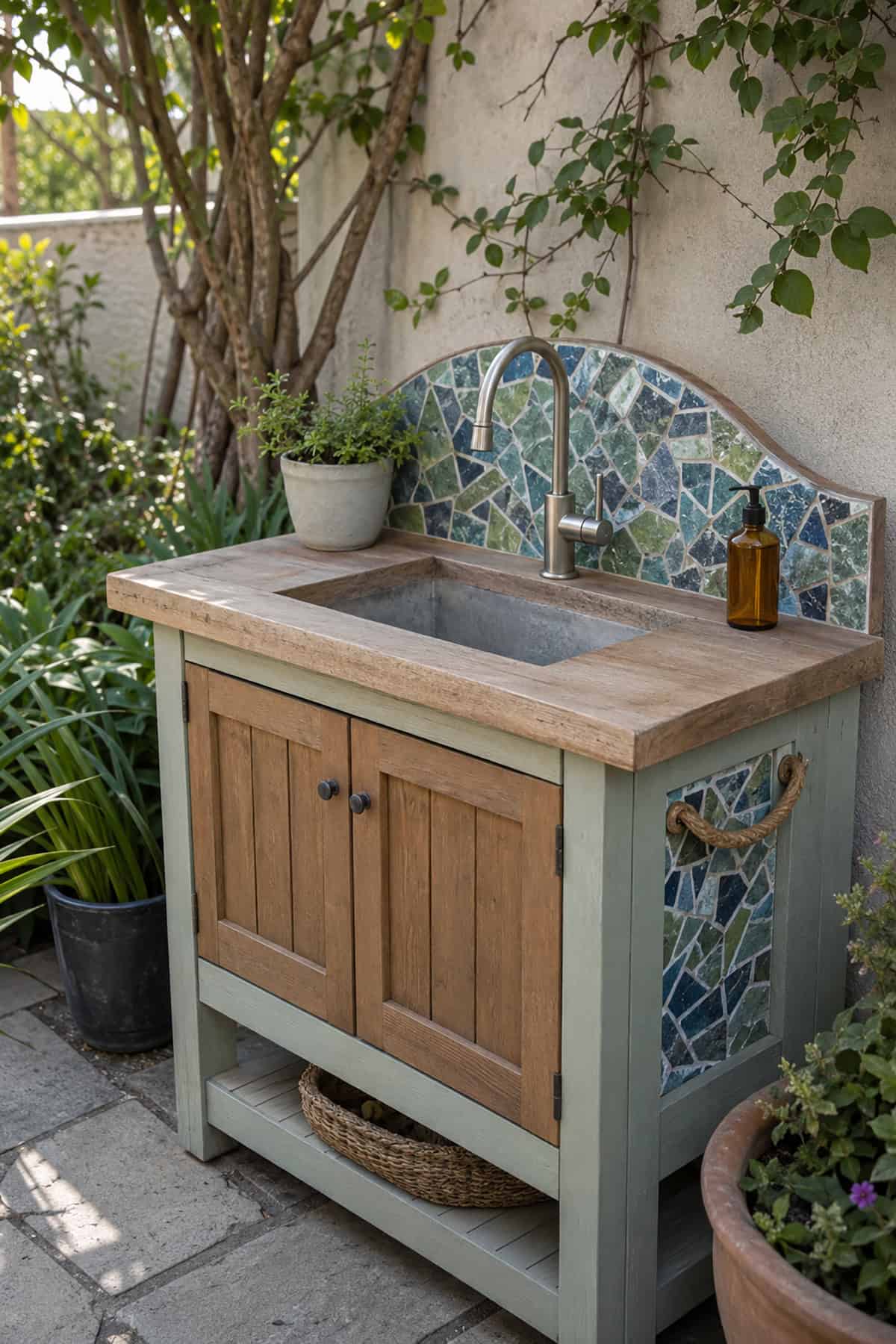Handmade Mosaic Outdoor Sink