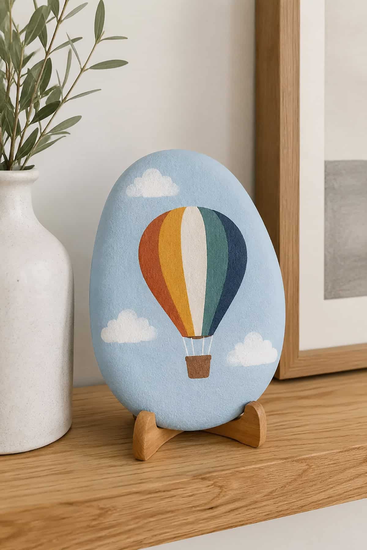 Hot Air Balloon Painted Rock