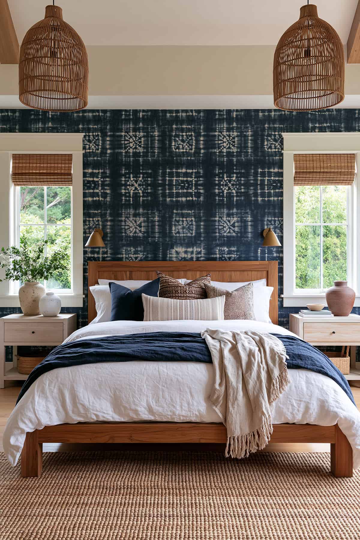 Indigo Shibori Accent Wall