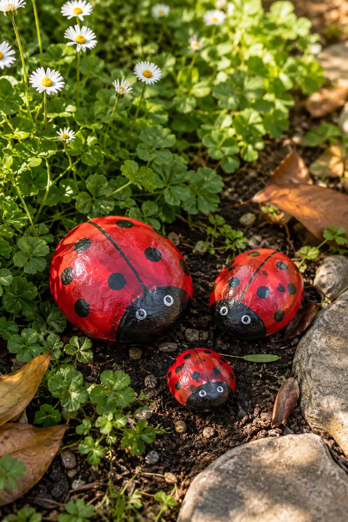 Ladybug Family Rocks