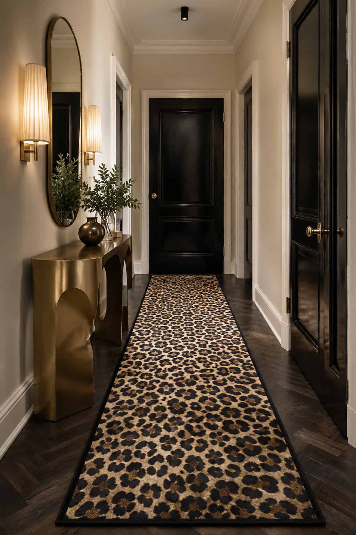 Leopard Print Runner in a Glamorous Hallway