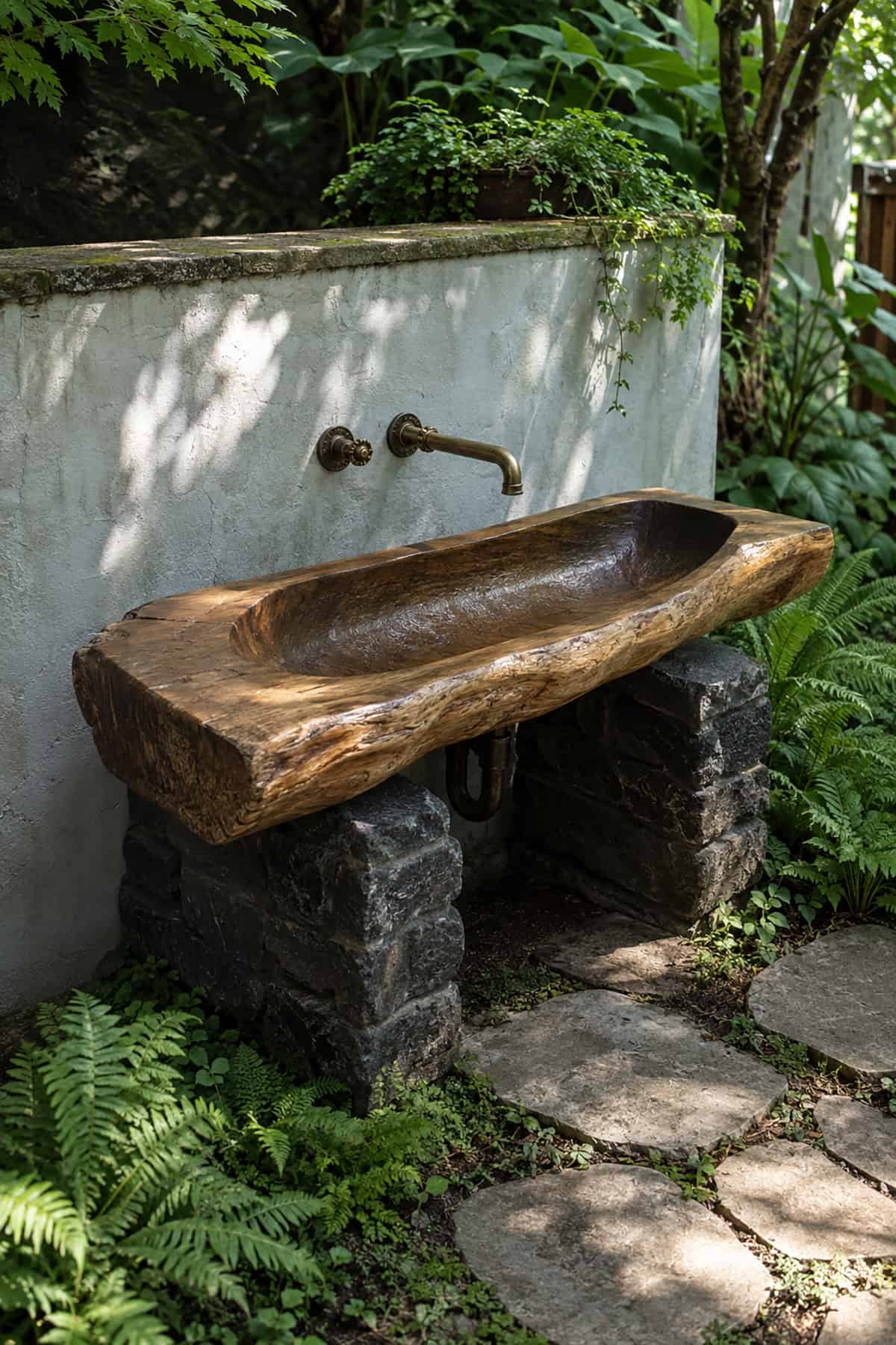 Live Edge Wooden Trough Sink