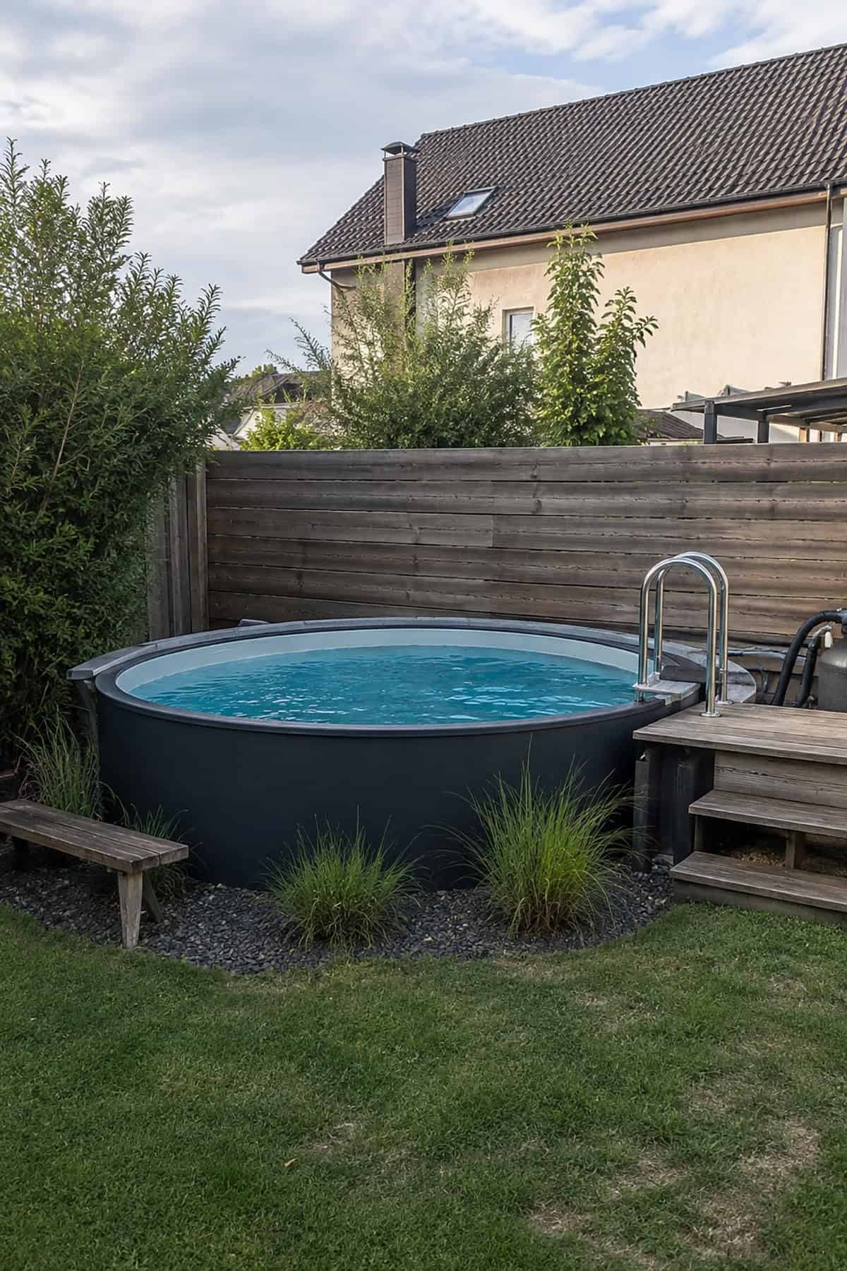 Modern Graphite Pool For A Small Backyard