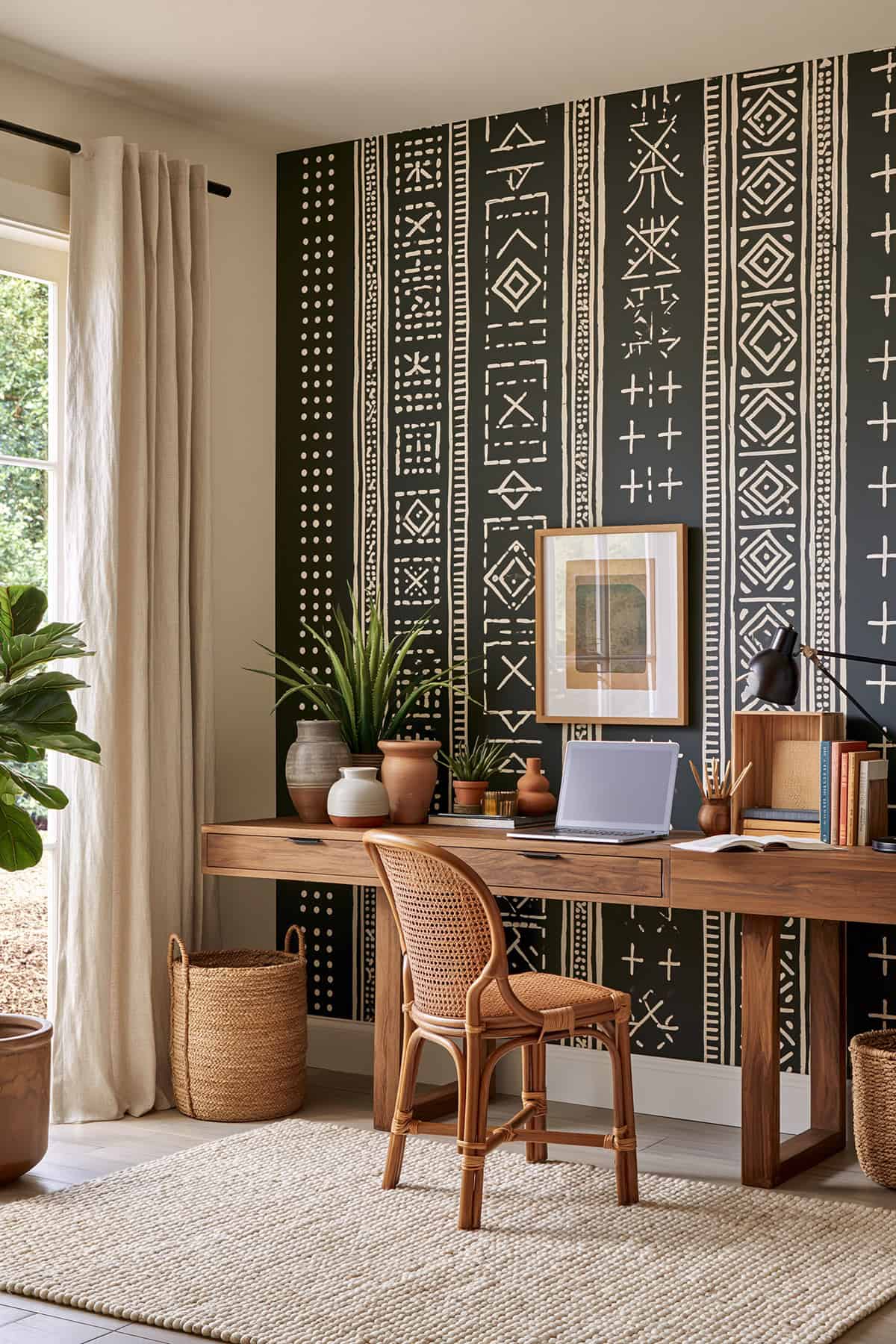 Mudcloth Inspired Painted Wall