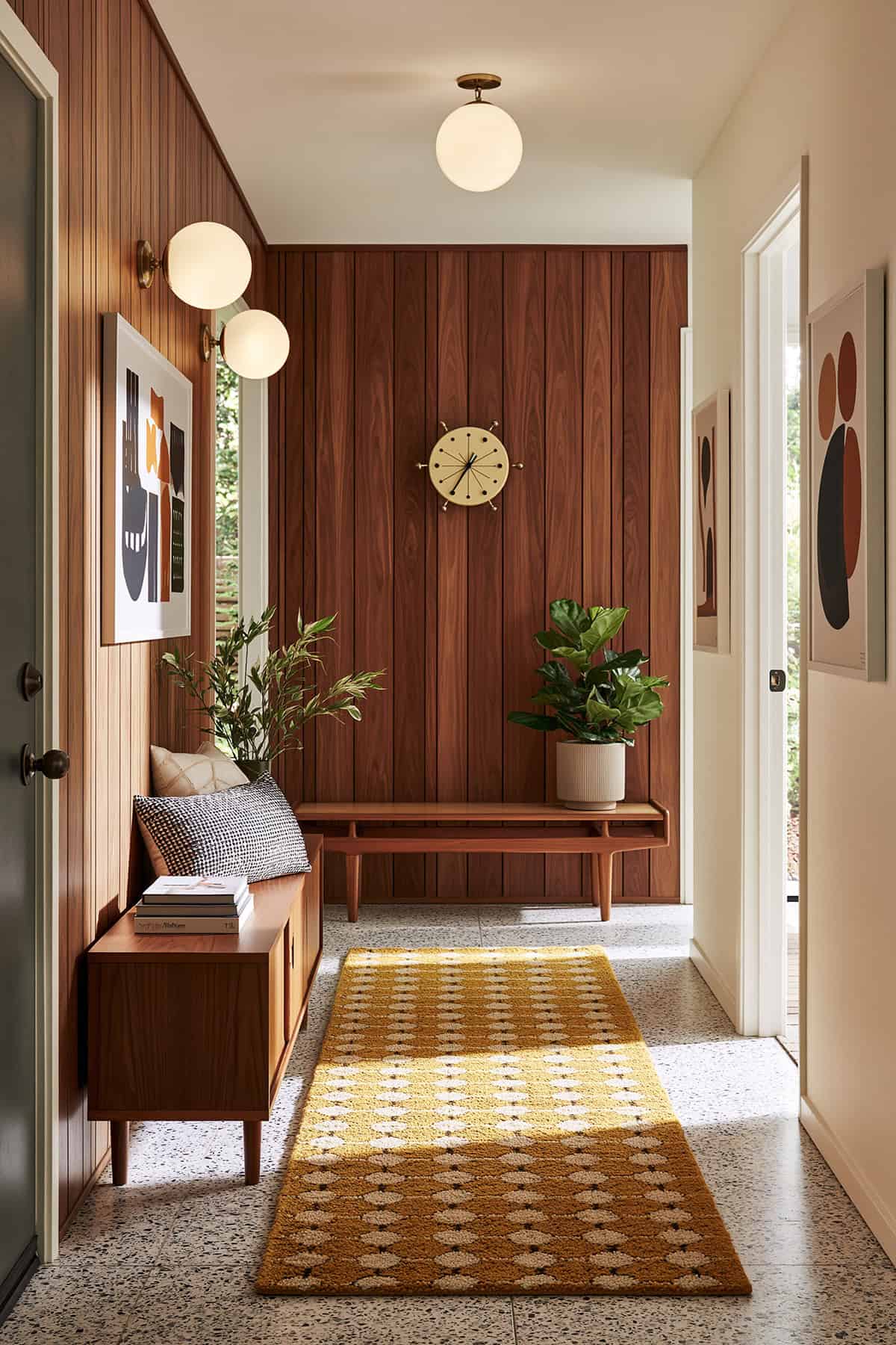 Mustard Yellow Runner in a Mid Century Hallway