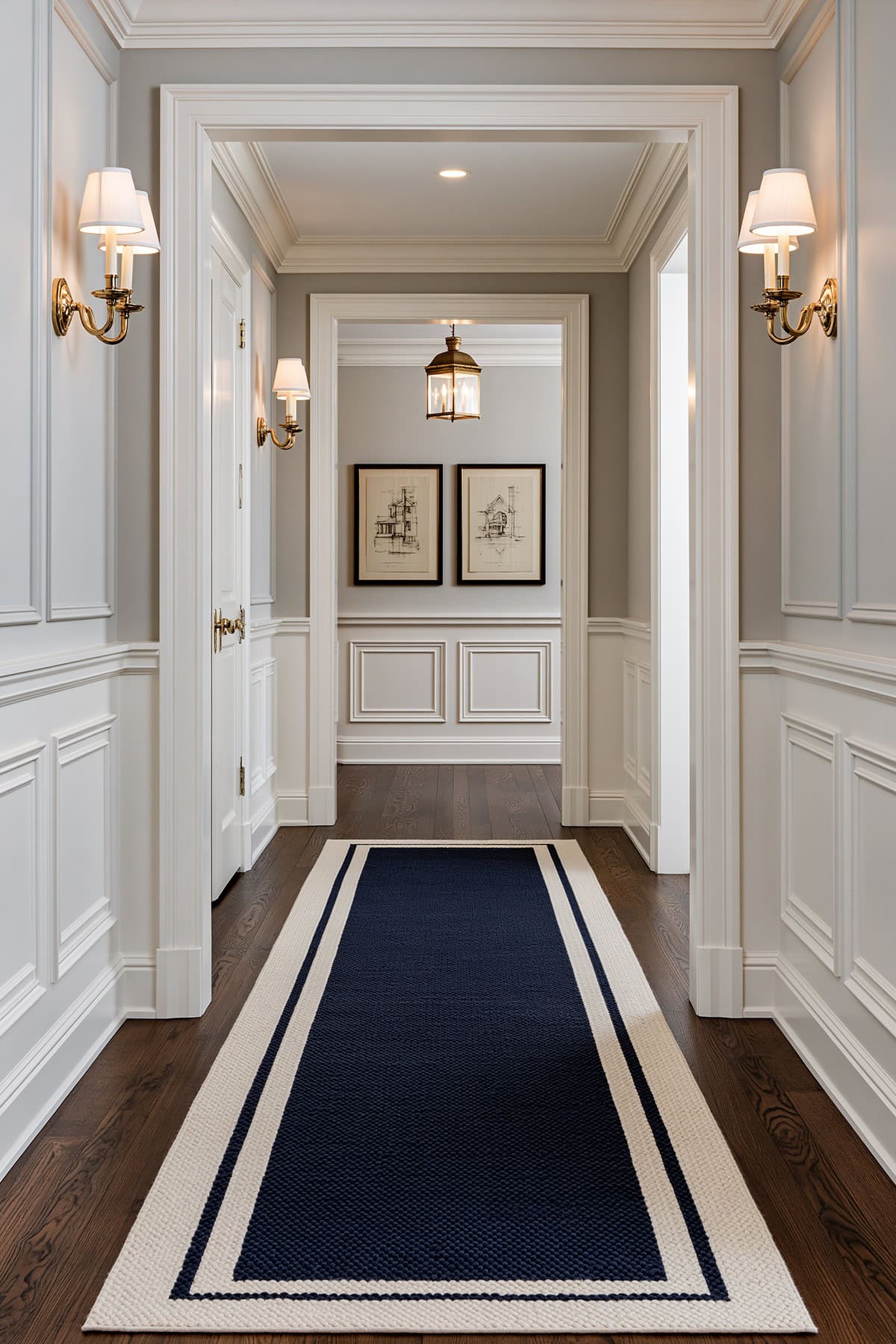 Navy Runner With an Ivory Border
