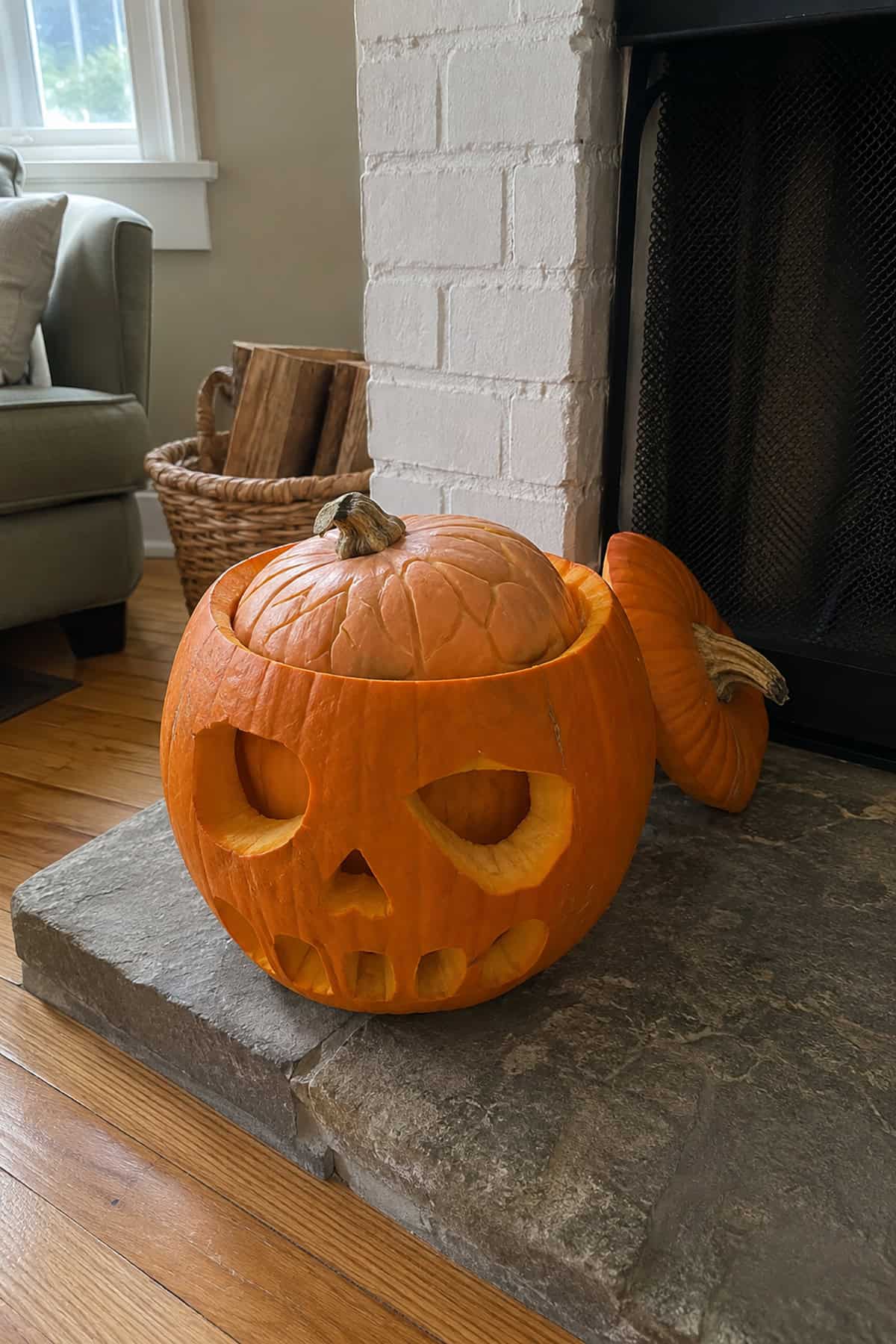 Open Skull Brain Pumpkin Carving