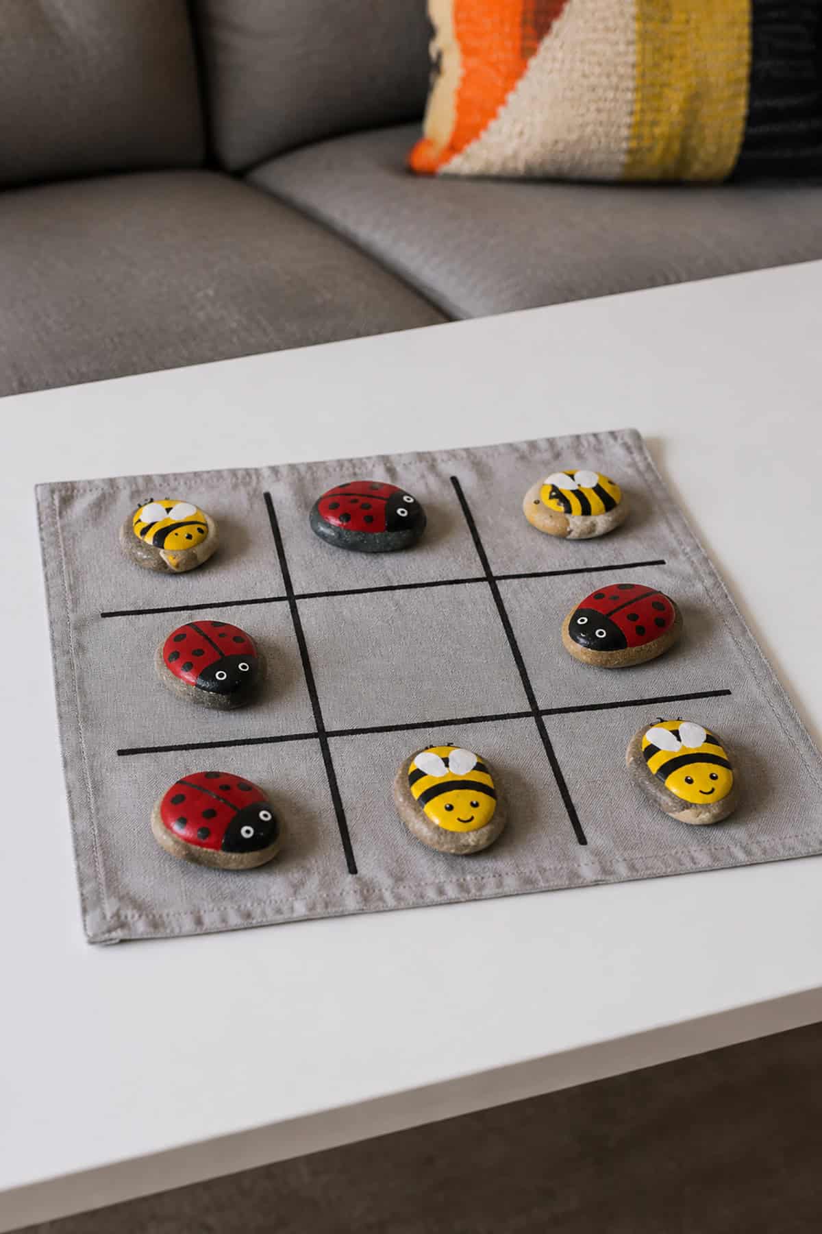 Painted Stone Tic Tac Toe Set