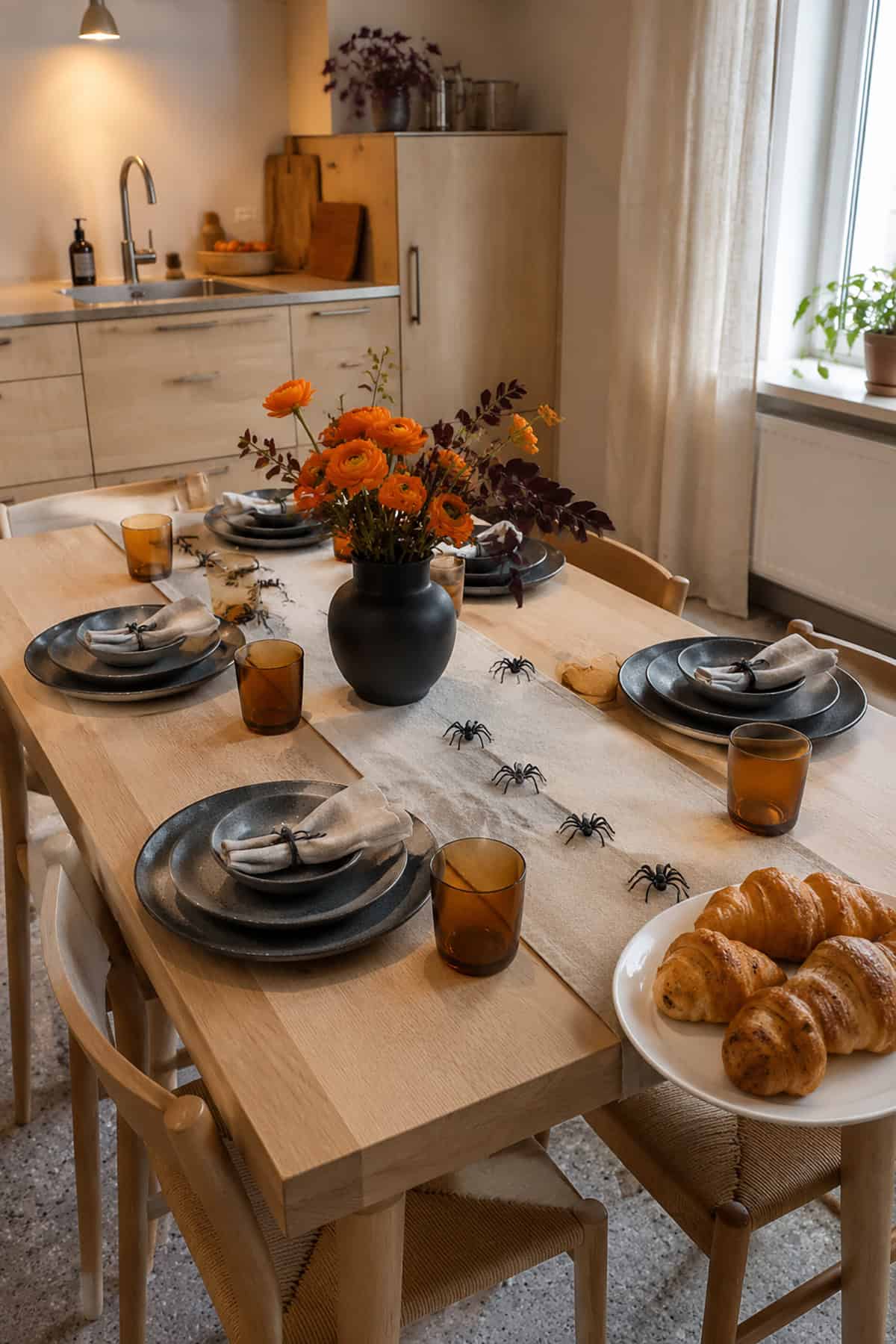 Playful Spider Halloween Breakfast Table