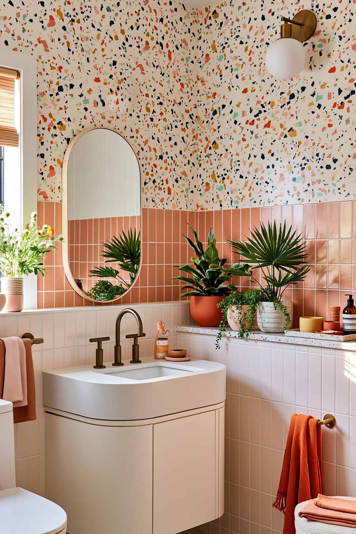 Playful Terrazzo Pattern Wallpaper Bathroom