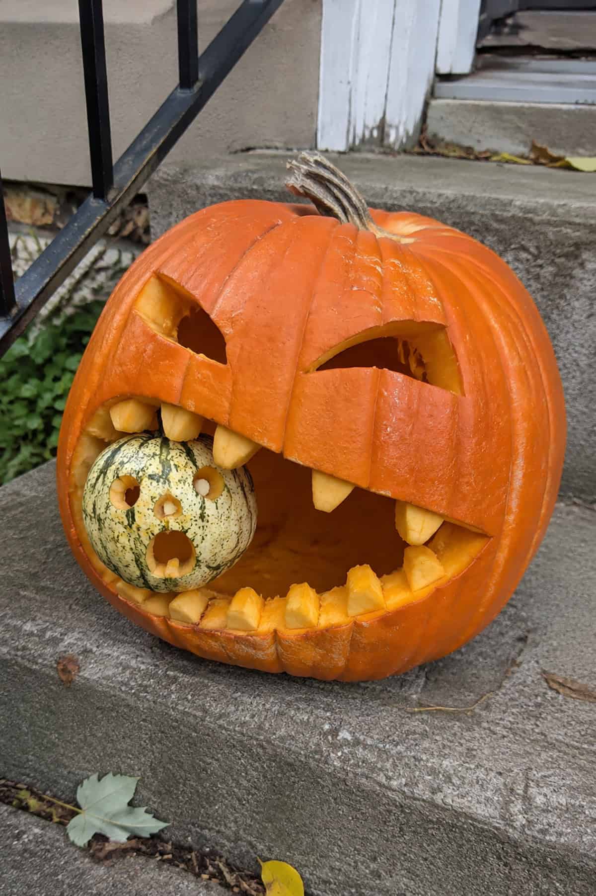 Pumpkin Eating Monster Carving