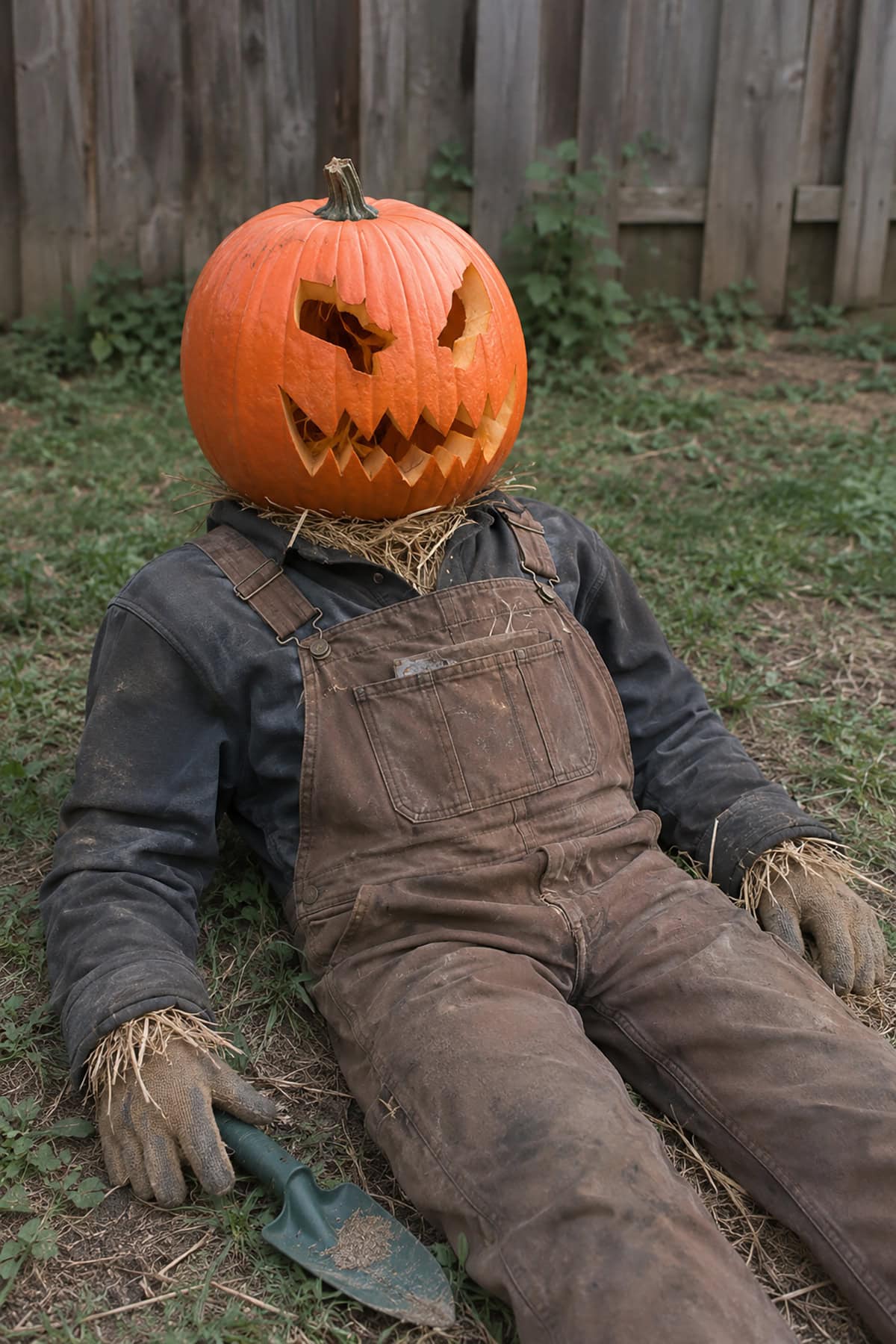 Pumpkin Head Scarecrow Display