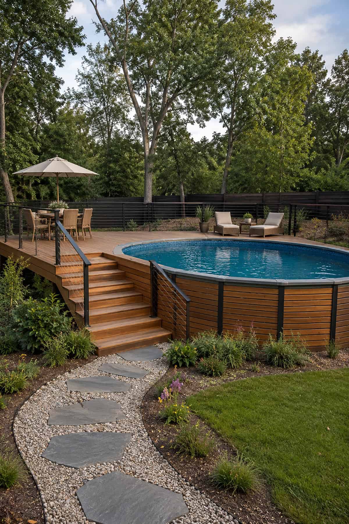 Raised Cedar Deck Above Ground Pool