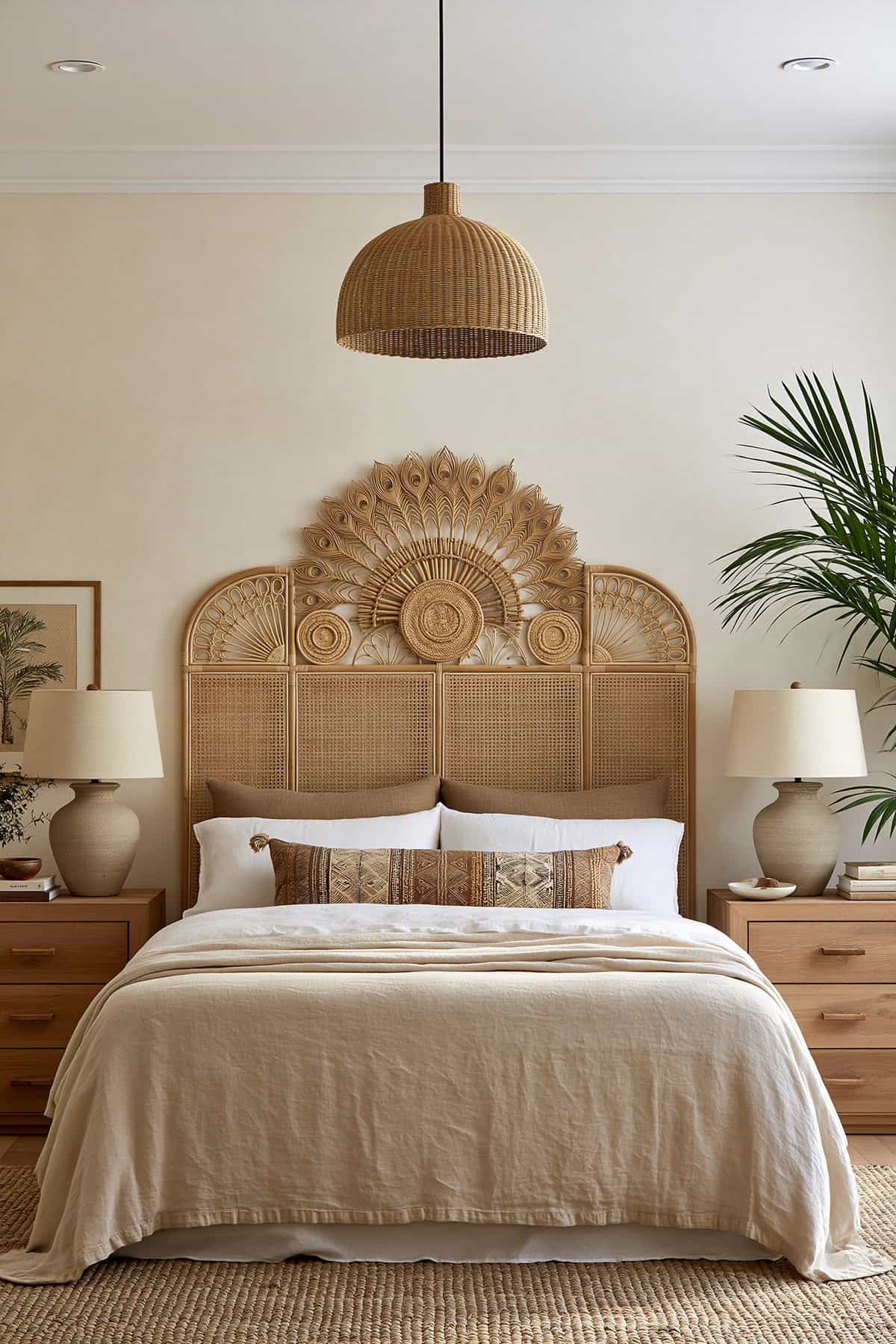 Rattan Headboard Wall Installation