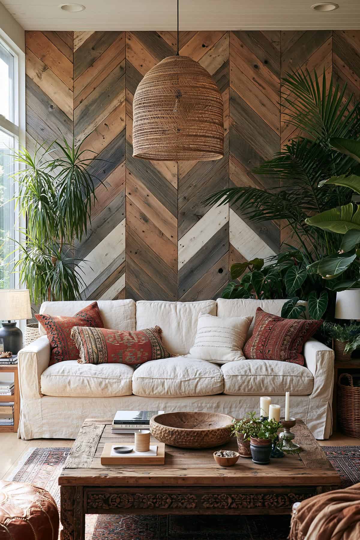 Reclaimed Wood Herringbone Wall