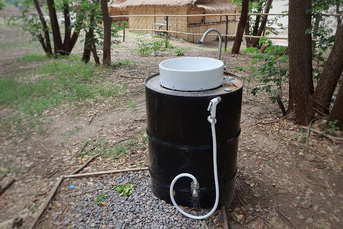 Repurposed Barrel Outdoor Sink