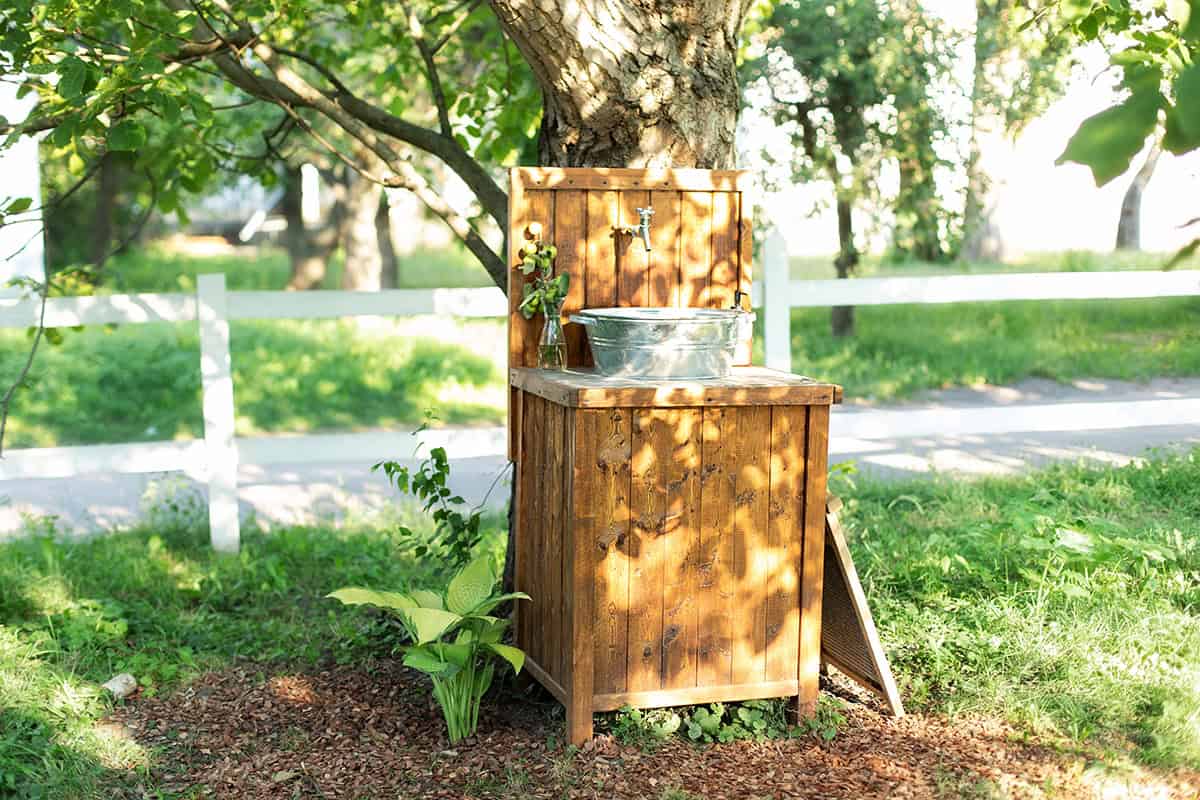 Rustic Wooden Outdoor Sink Cabinet