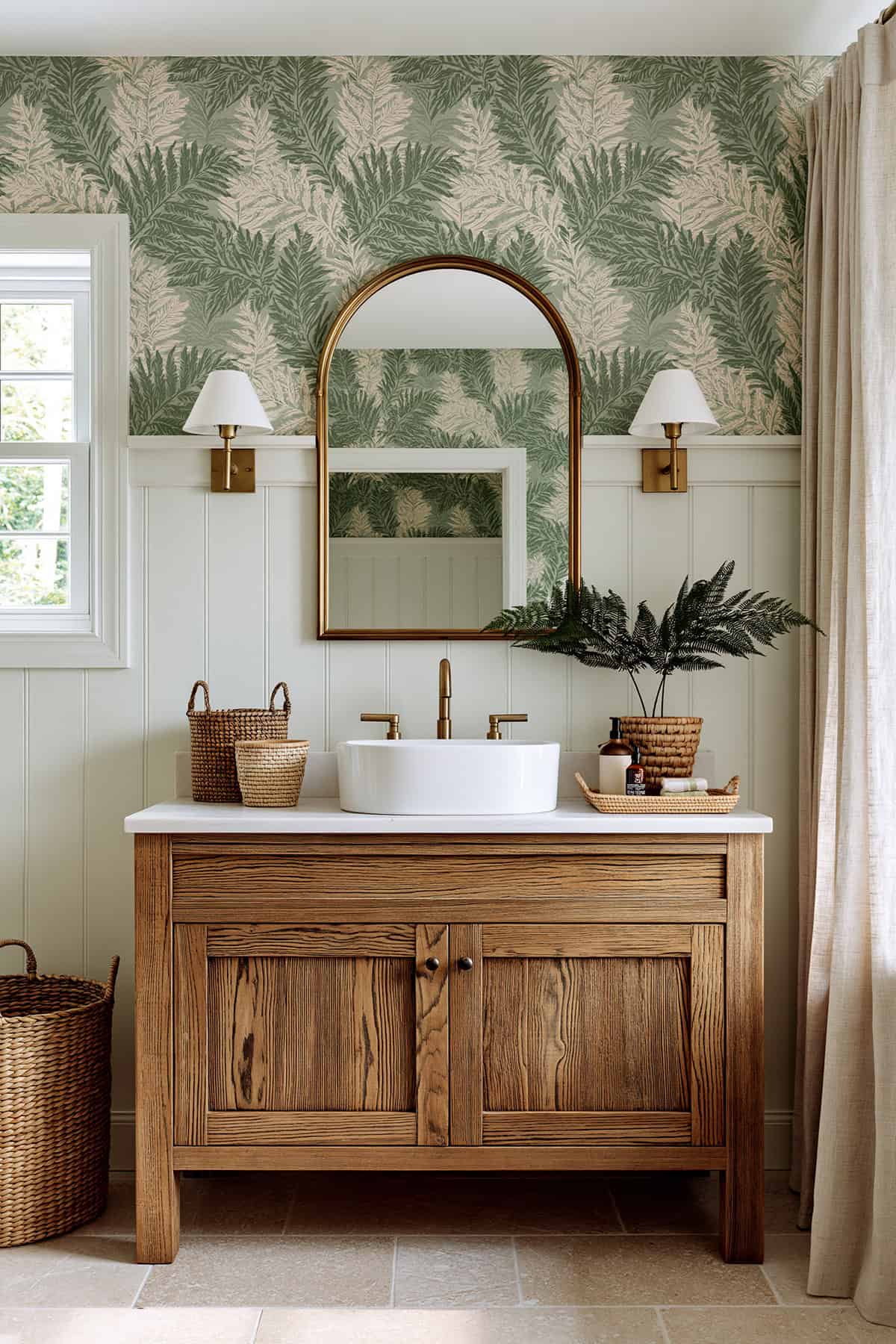 Sage Fern Wallpaper Bathroom