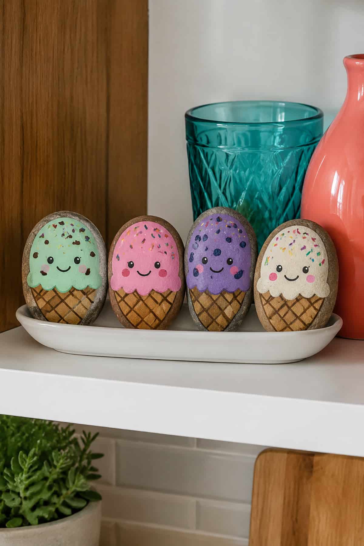 Smiling Ice Cream Cone Rocks