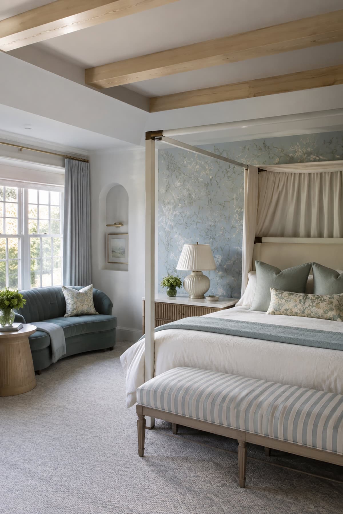 Sophisticated Blue Floral Bedroom